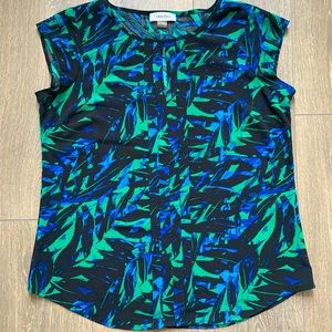 Calvin Klein Womens Top Multi color Print Sleeveless Small cH/p Suit Career